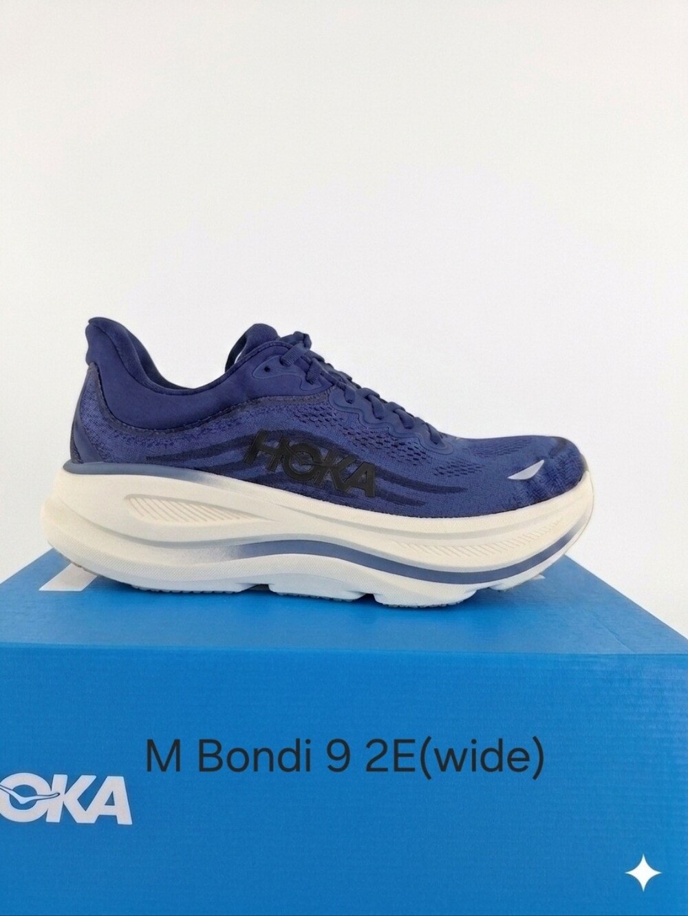 Hoka Bondi 9 Wide Men's Running Shoe - Navy/Off-White 2E (Wide)